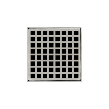 Infinity Drain 5"x5"Strainer W/Sq Pattern DecPlate and 2"Throat-SatinStainless -QD 5 Q_5_SS